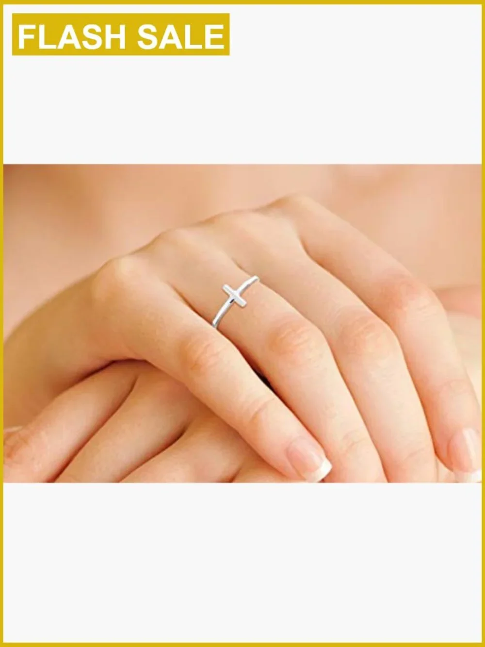 Modern Sterling Silver Sideways Cross Ring Dainty Stackable Band Jewelry